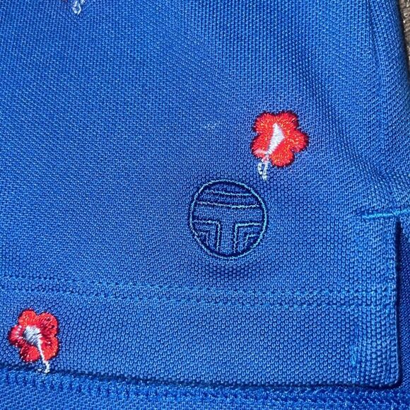 🍒 TORY BURCH Tory Sport Embroidered Floral Polo Collar Shirt Top Size Medium - Picture 6 of 9